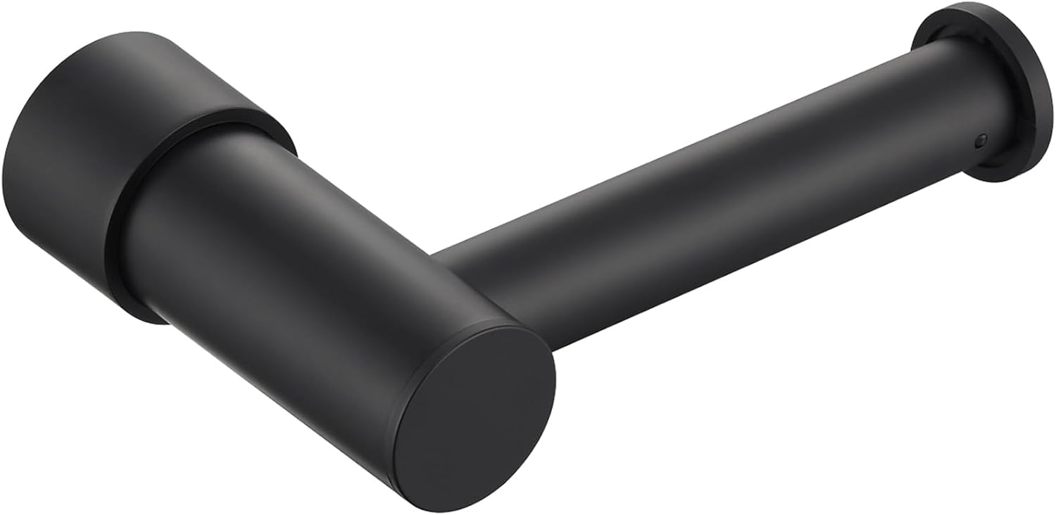 KPWATER Toilet Paper Holder Space-Saving Matte Black Wall Mount