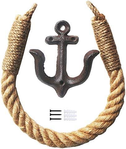 KiaoTime Nautical Rope Toilet Paper Holder with Anchor Hook Design