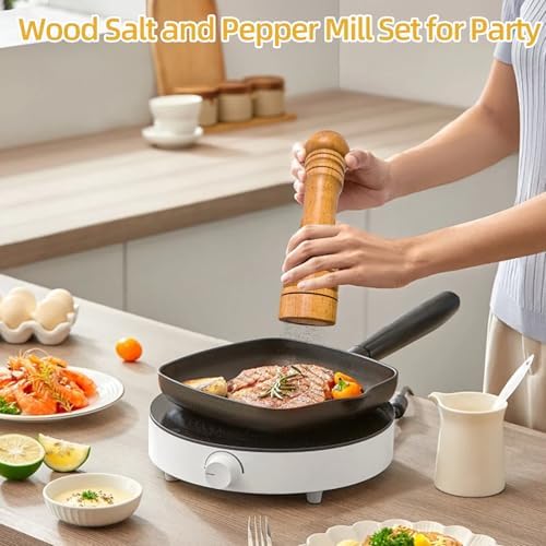 Wooden Salt Pepper Grinder Set with 8 Inch Tall Design 1