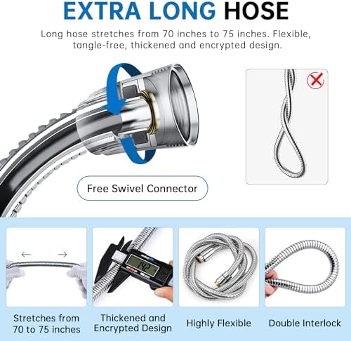 Spray Power Wash 70-Inch Durable Hose Easy Install EVP240 Chrome