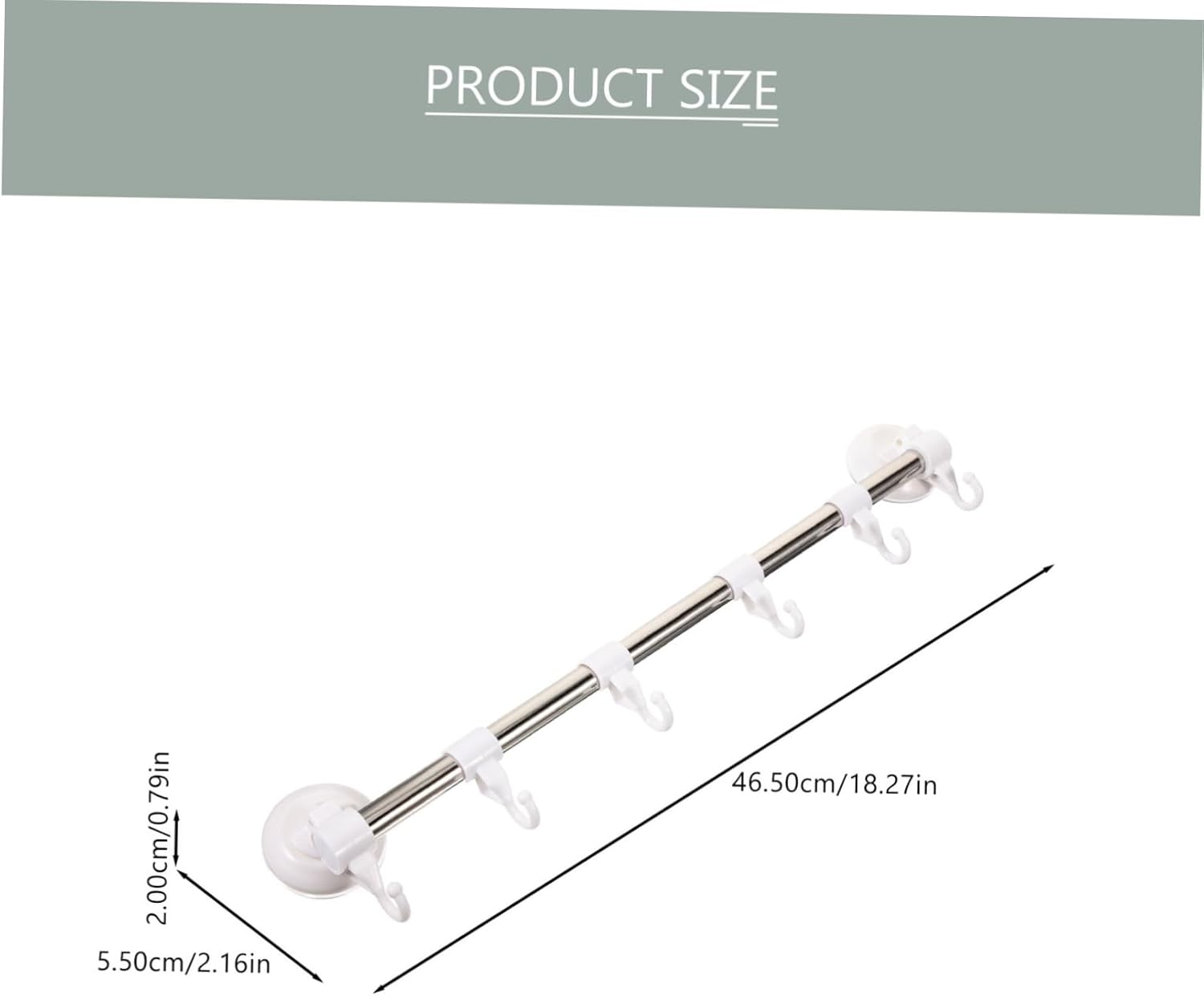 Angoily Adjustable Suction Cup Towel Bar with Hooks