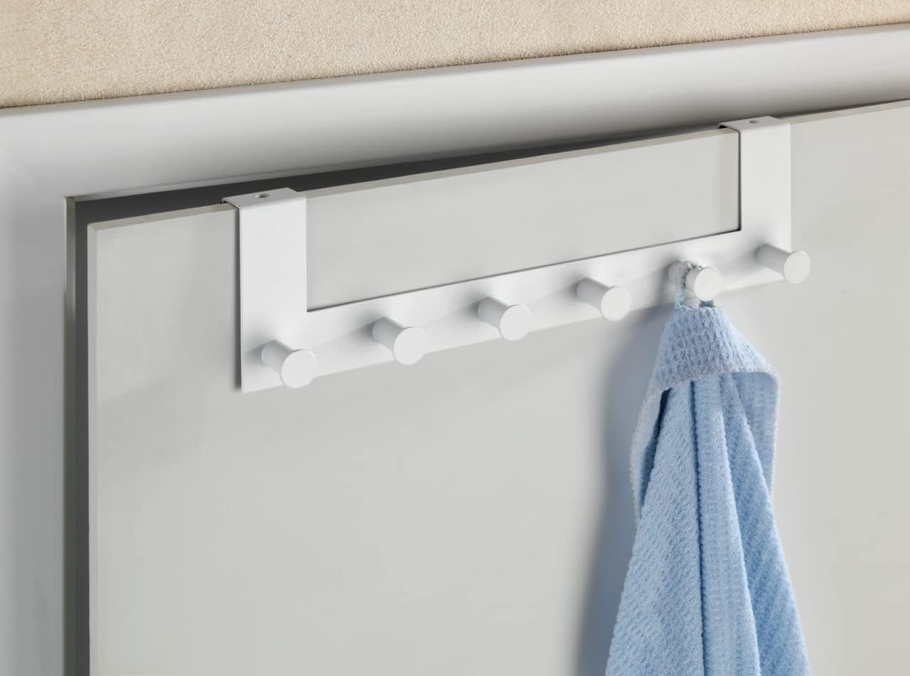 Wenko Celano Door Coat Rack with 6 Hooks White