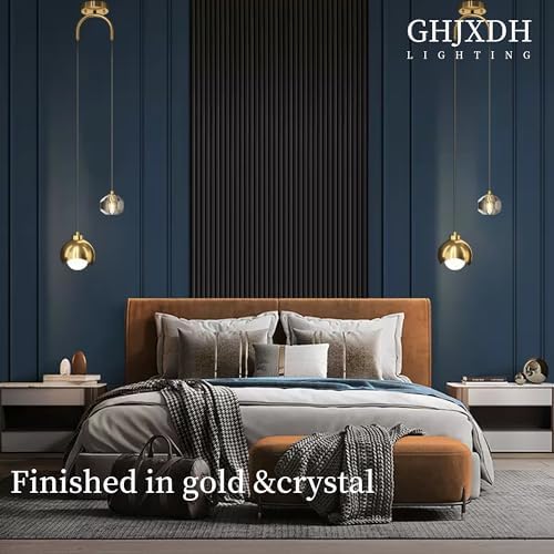 Modern Gold Chandelier Light Fixture with Crystal 79 Inch Dimmable LED Bulb