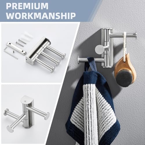 Angle Simple Swivel Towel Hook - 3 Arms Brushed Nickel