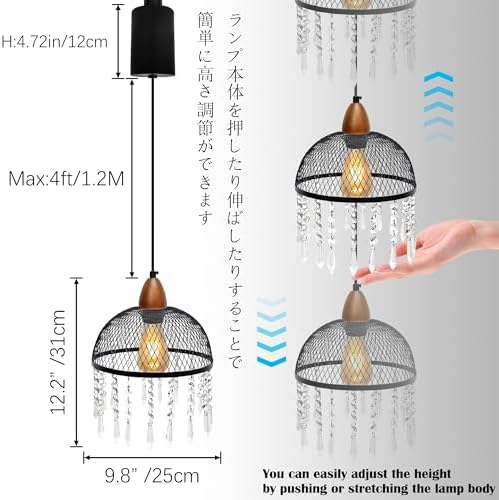 Adjustable Track Pendant Light with Crystal Bowl Shade