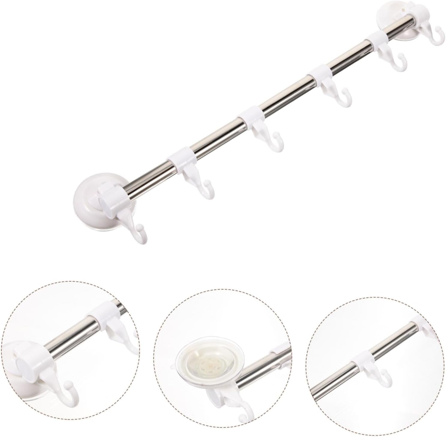 Adjustable Suction Cup Towel Bar No Drill for Bathroom and Kitchen