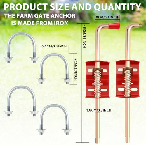 2 Pack 18-Inch Farm Gate LatchesSturdy Durable for Cattle Pasture