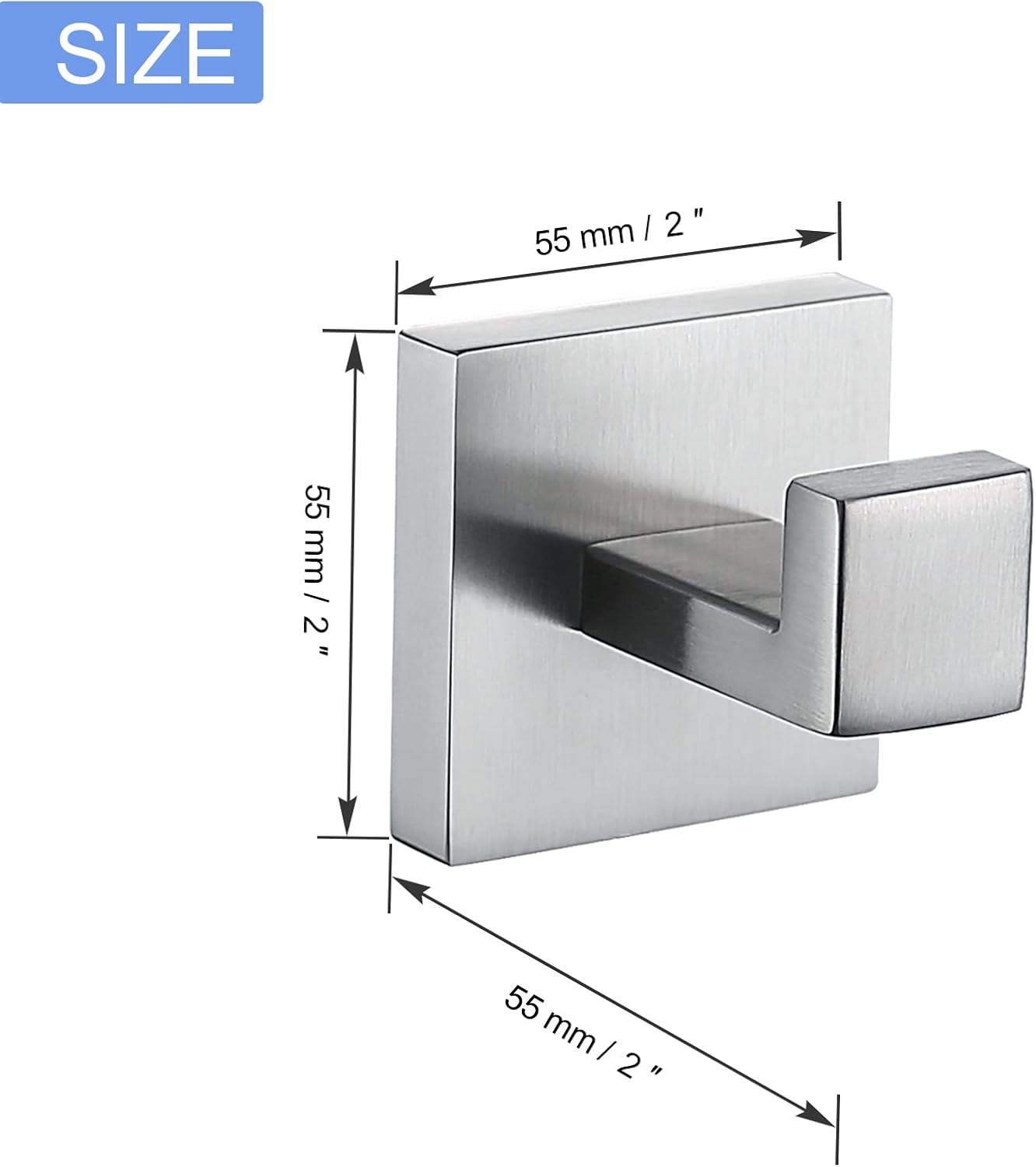 TQKAG Stainless Steel Square Towel Ring Hooks for Bathroom and Kitchen