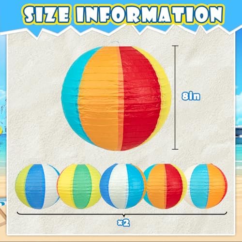 10Pcs 8 Inch Beach Party Decor Paper Lanterns