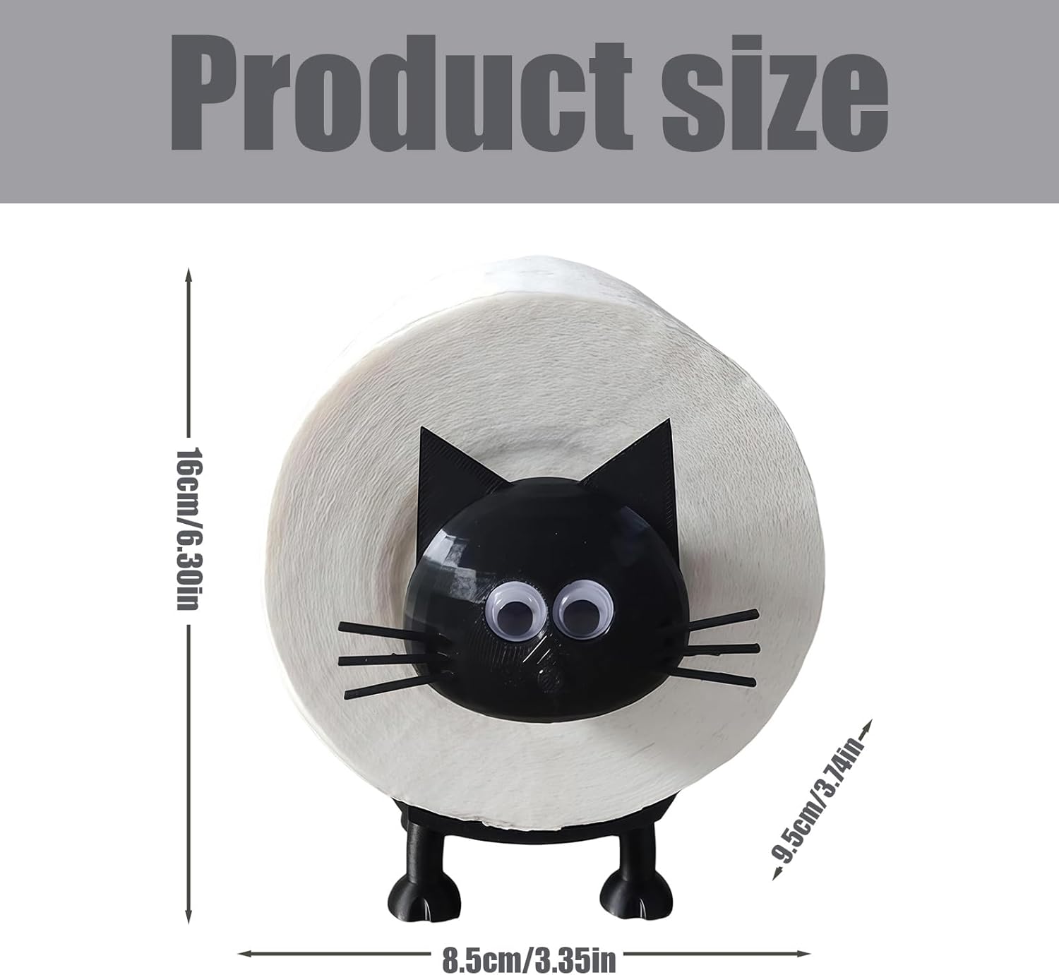 Funny Cat Toilet Paper Holder Black 3D Print
