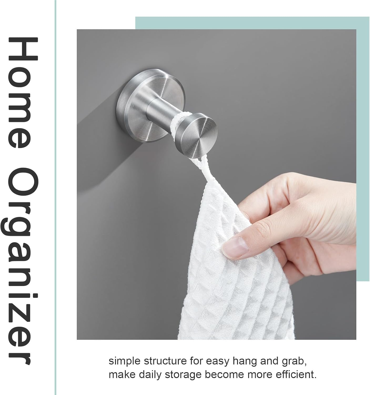 APLusee Round Towel Hook and Ring Bundle Brushed Nickel 304 Stainless Steel