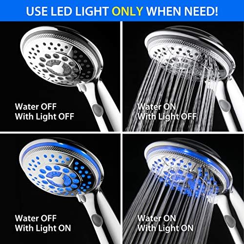 Hotel Spa Rechargeable LED Handheld Shower 5 Modes Chrome Finish