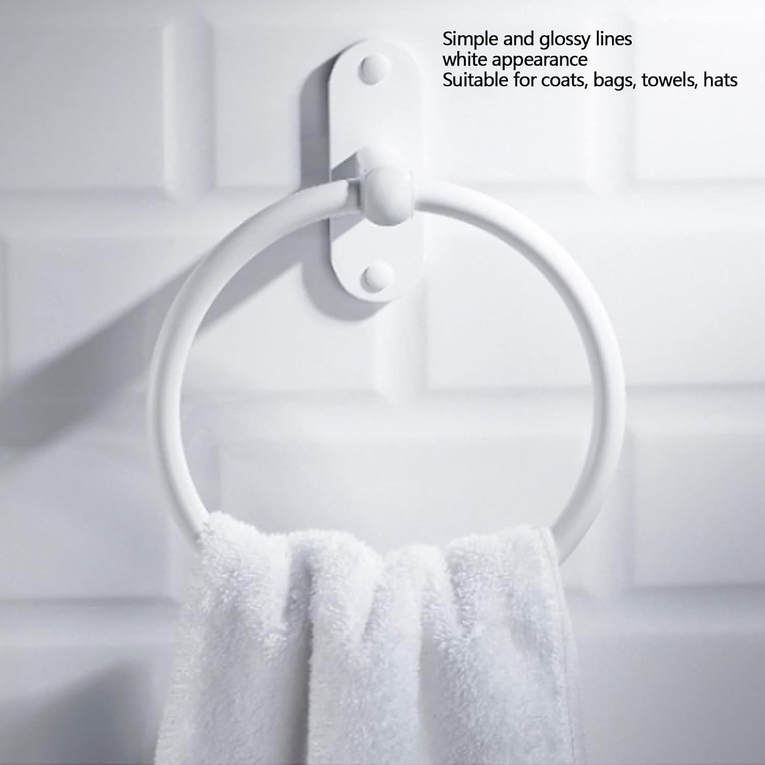EVTSCAN 64 Inch White Bath Towel Ring Wall Mount Aluminum Alloy