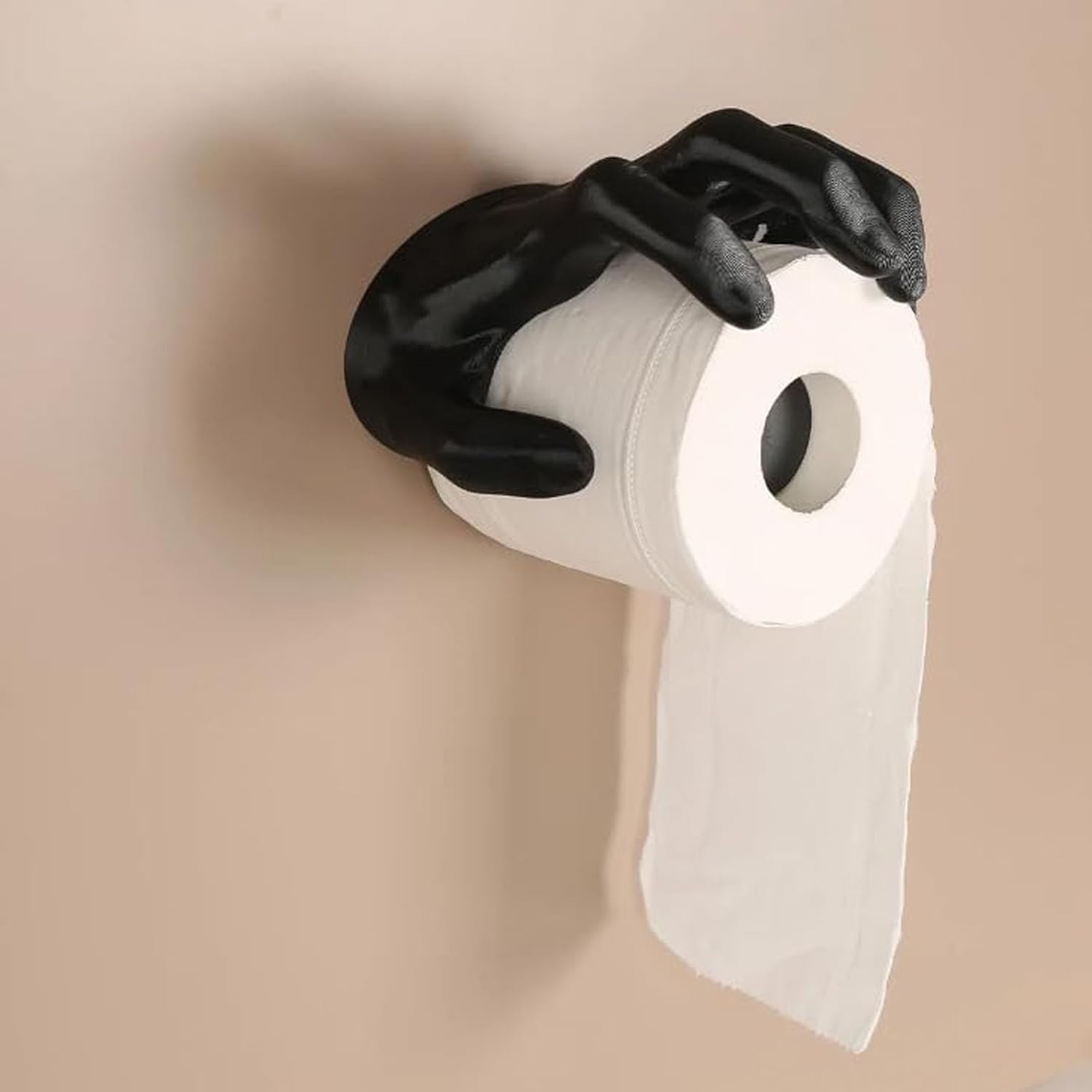 Black Toilet Paper Holder Palm Shape Wall Mount Tissue Roll Holder