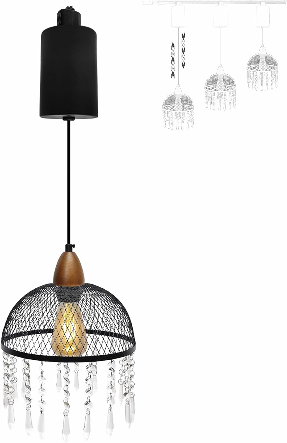 Adjustable Height Crystal Track Pendant Light