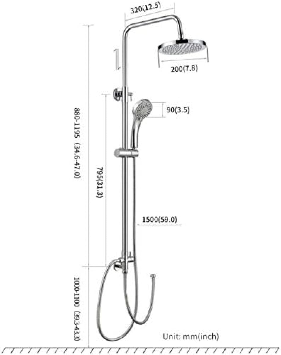 Swivel Shower Set with Hand Rain Shower Heads