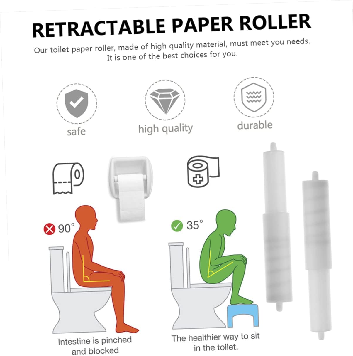DOITOOL 4 Pcs Wall Mounted Toilet Paper Holder with Spring Loaded Spindle