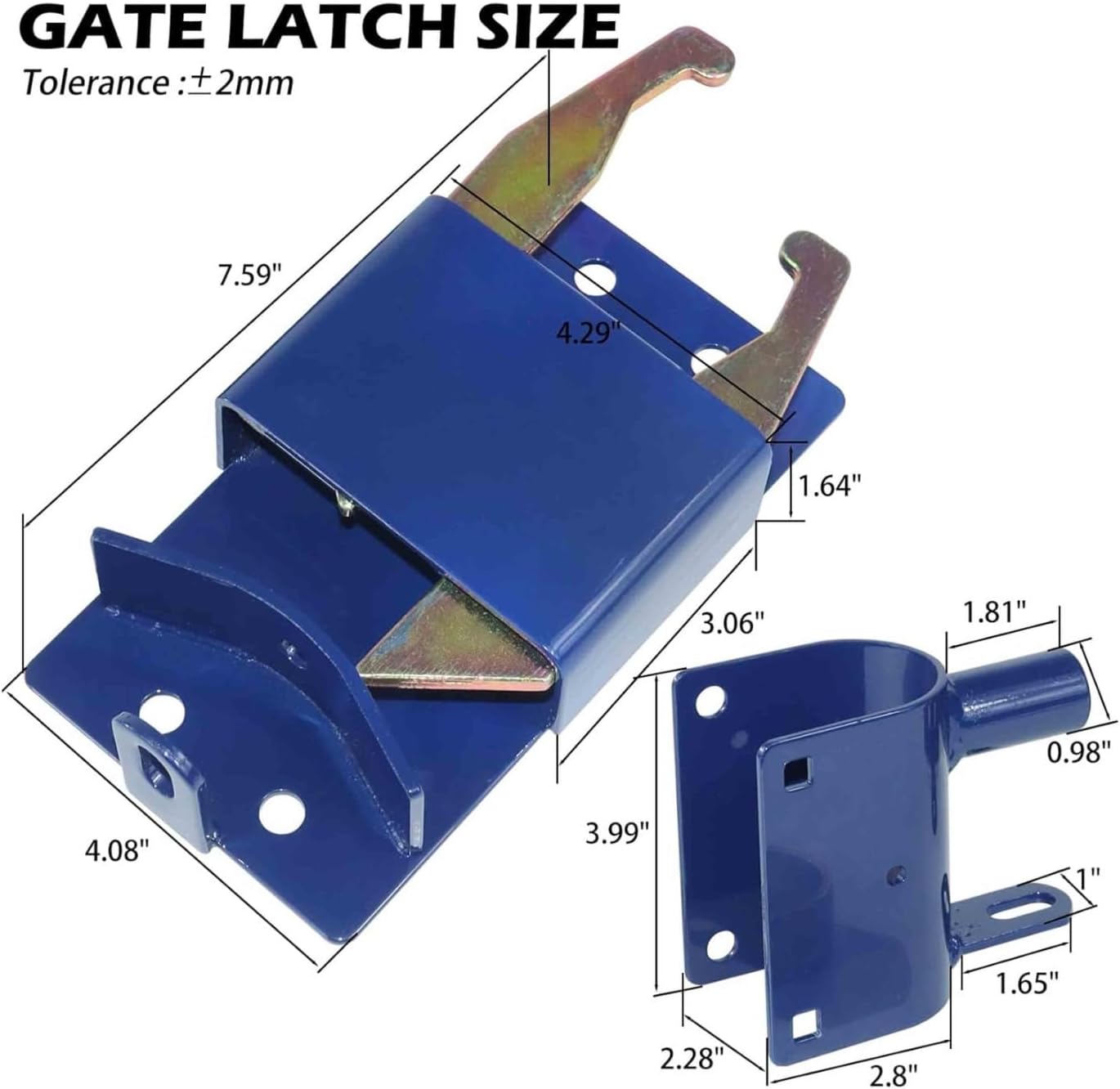 VIRTIONZ Two Way Gate Latch Blue Perfect for Farms Pastures and Ranches