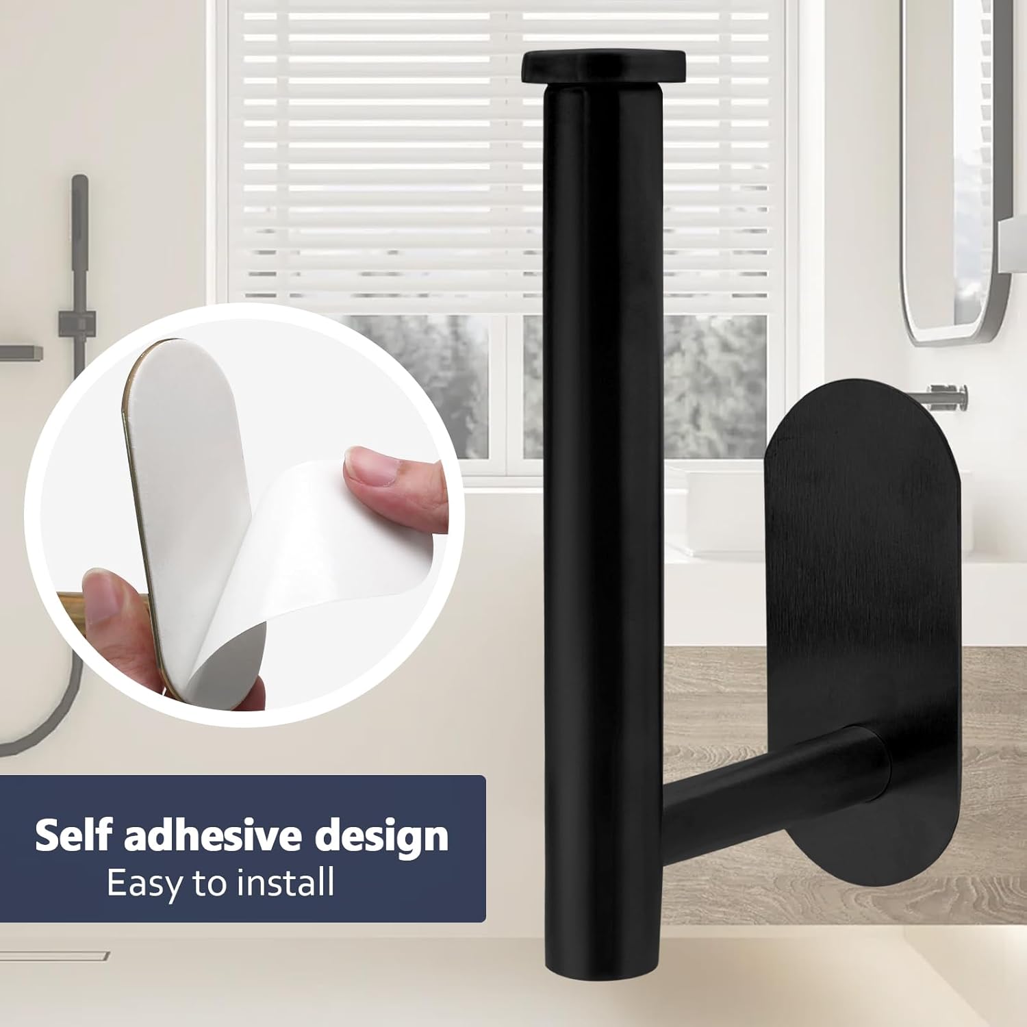Verkelly Stainless Steel Self Adhesive Toilet Paper Holder Black