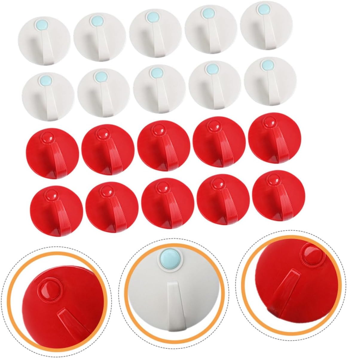 LIFKICH 20pcs Strong Adhesive Wall Hooks Red
