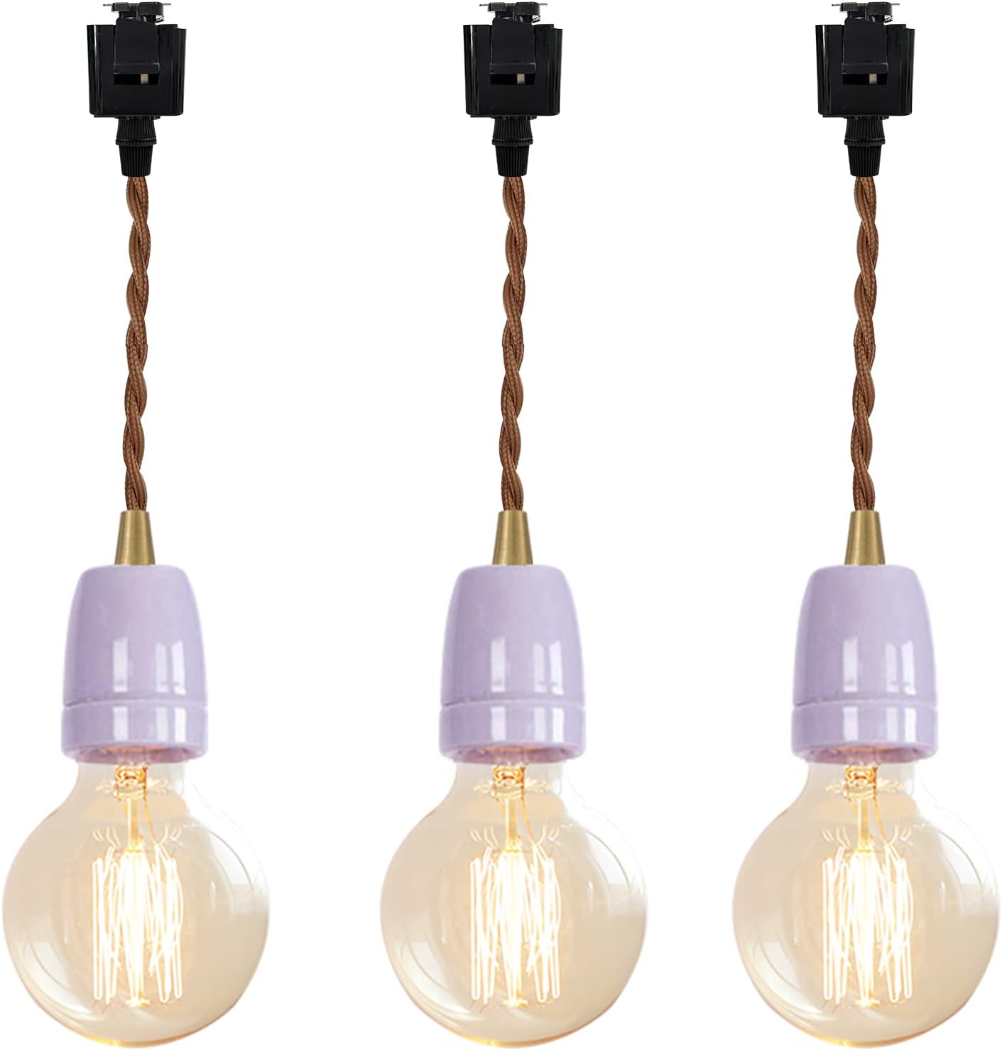 KAYYELAMP Purple E26 Ceramic Track Pendant Light Set of Three