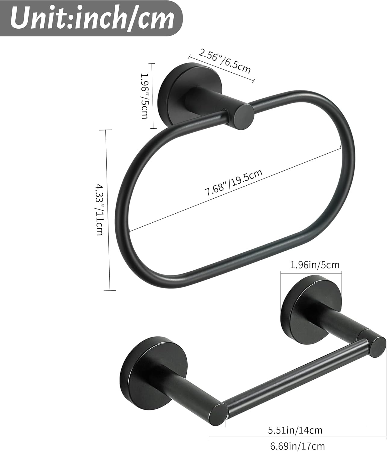 FORBATH Black Toilet Paper Holder 2 Pieces Wall Mount