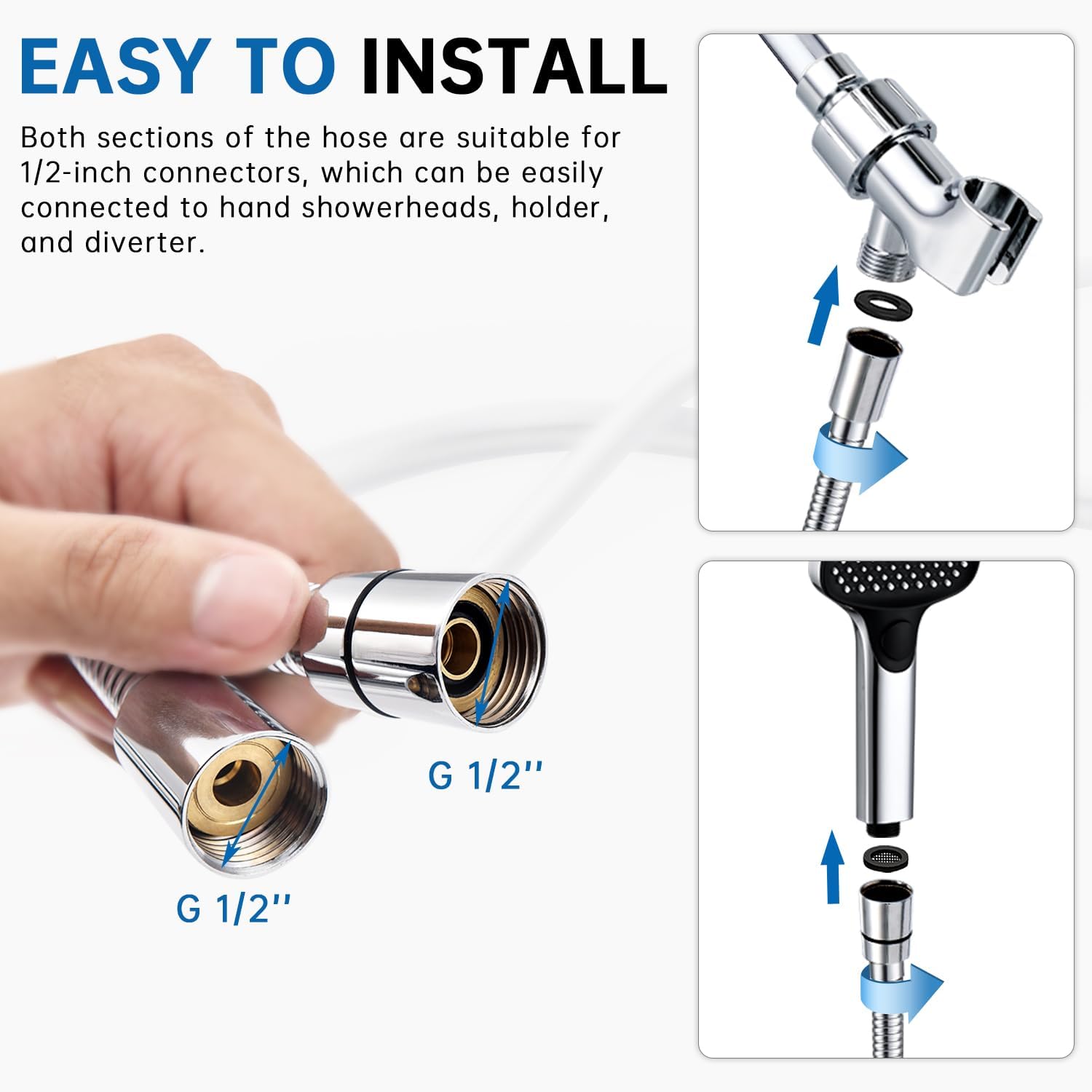 Spray Power Wash 70-Inch Durable Hose Easy Install EVP240 Chrome