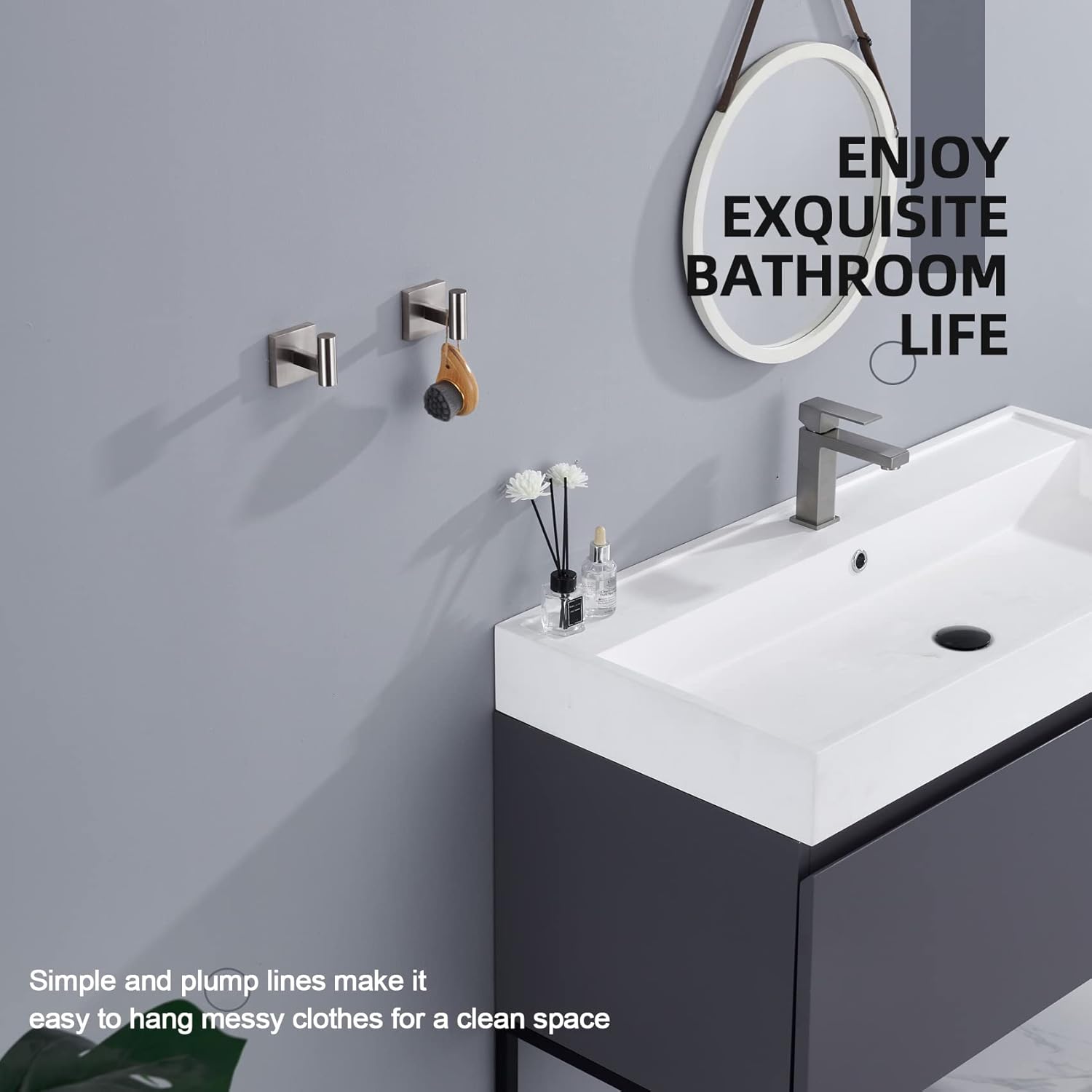 KOKOSIRI Brushed Nickel Towel Ring Set