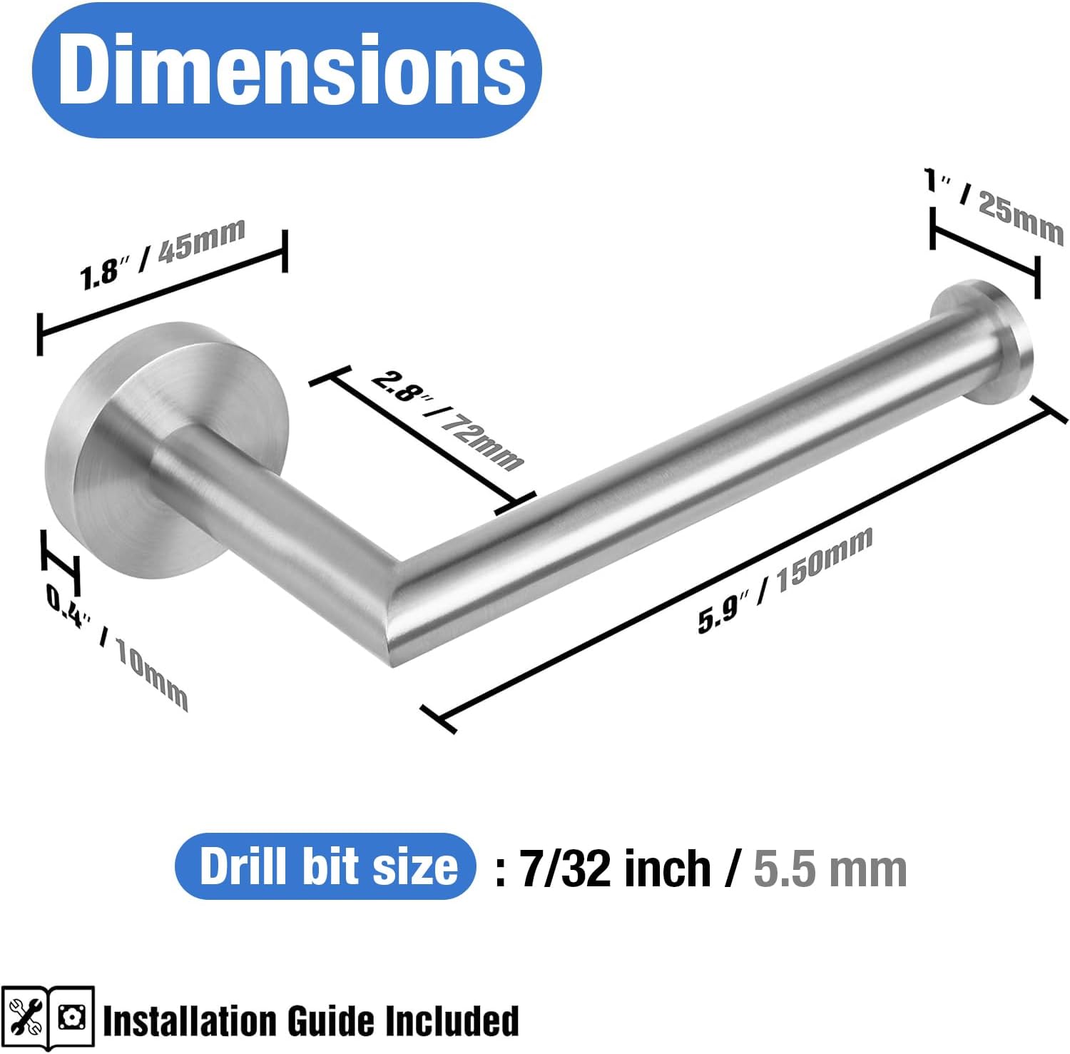 HITSLAMWall-Mount Stainless Steel Toilet Paper Holder
