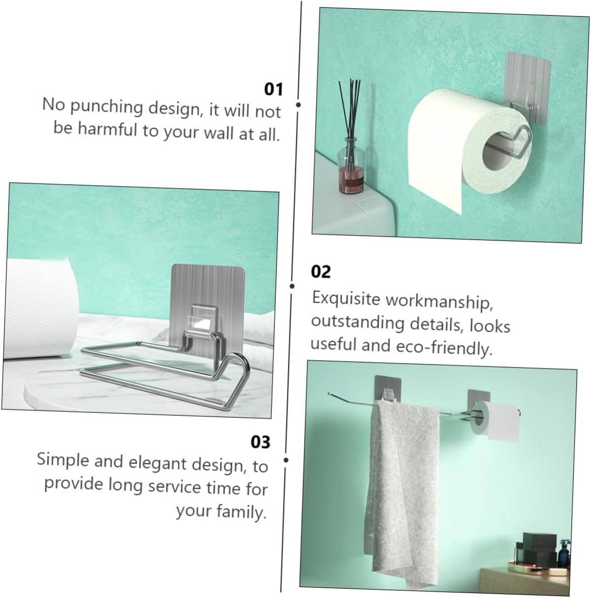 Alipis Aesthetic Stainless Steel Roll Paper Holder for Home Office and Bathroom