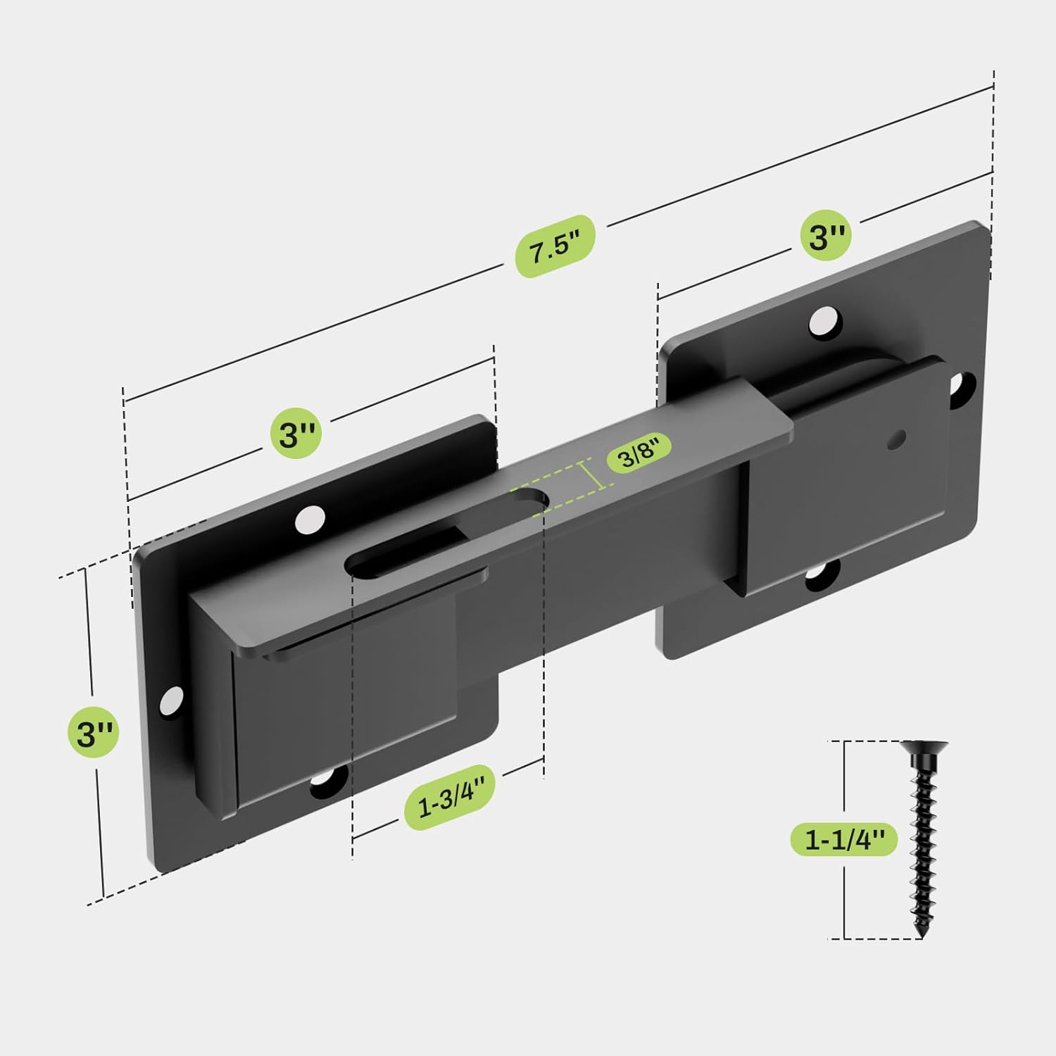 Sturdy 35mm Heavy Duty Gate Latch Lock Set with Matte Black Finish