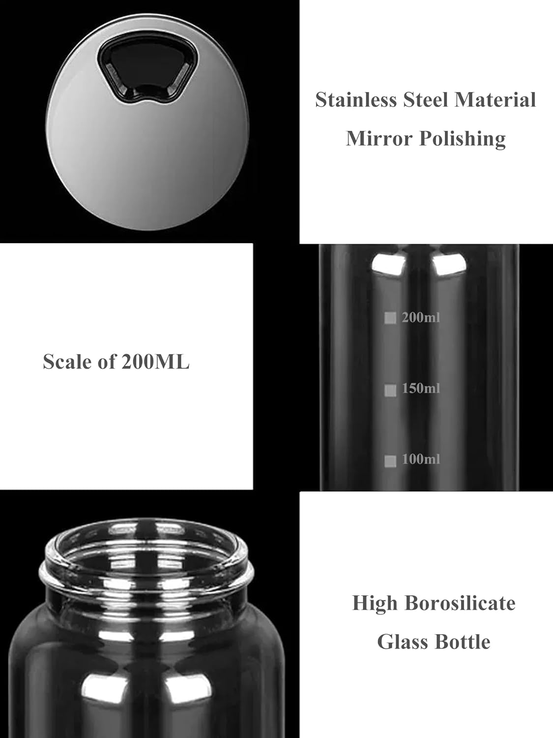 Verdental 7 oz Clear Glass Salt Pepper Shakers with Adjustable Lid