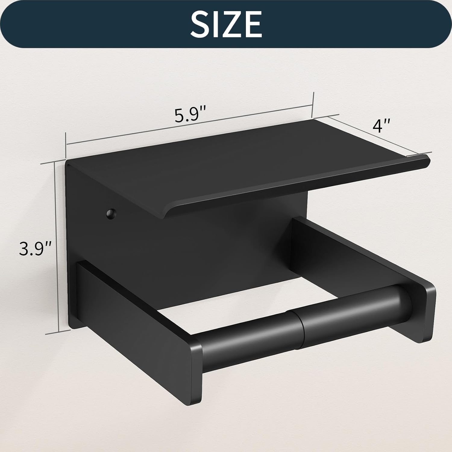 Bethom Toilet Paper Holder Wall Mount Mat black