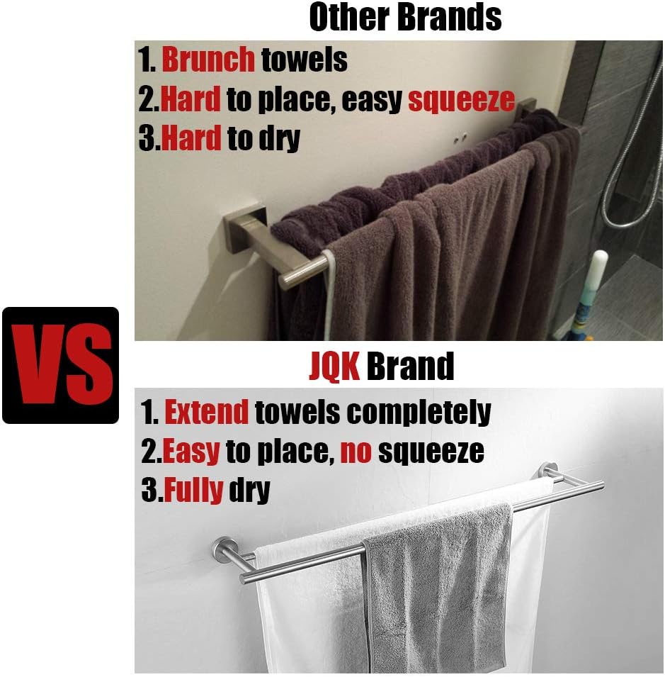JQK Double Bath Towel Bar Matte Black