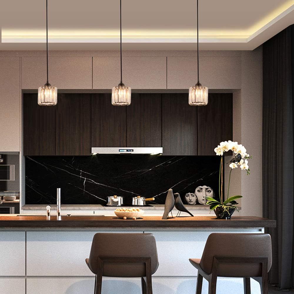 Kiven One-Light Track Light with Matte Black Frame and Crystal Pendant