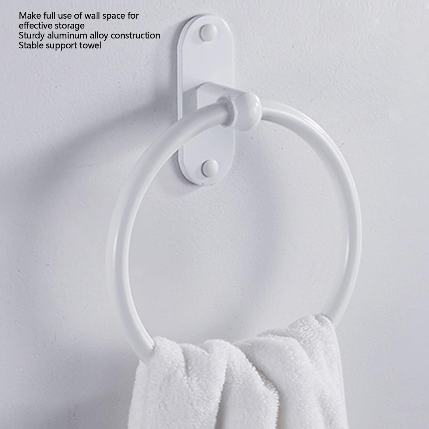EVTSCAN 64 Inch White Bath Towel Ring Wall Mount Aluminum Alloy