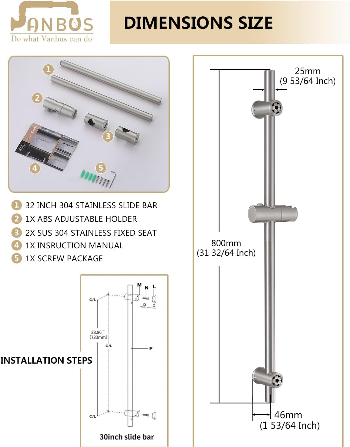 Adjustable and Rust-Resistant Handheld Shower Slide Bar for Bathroom Use
