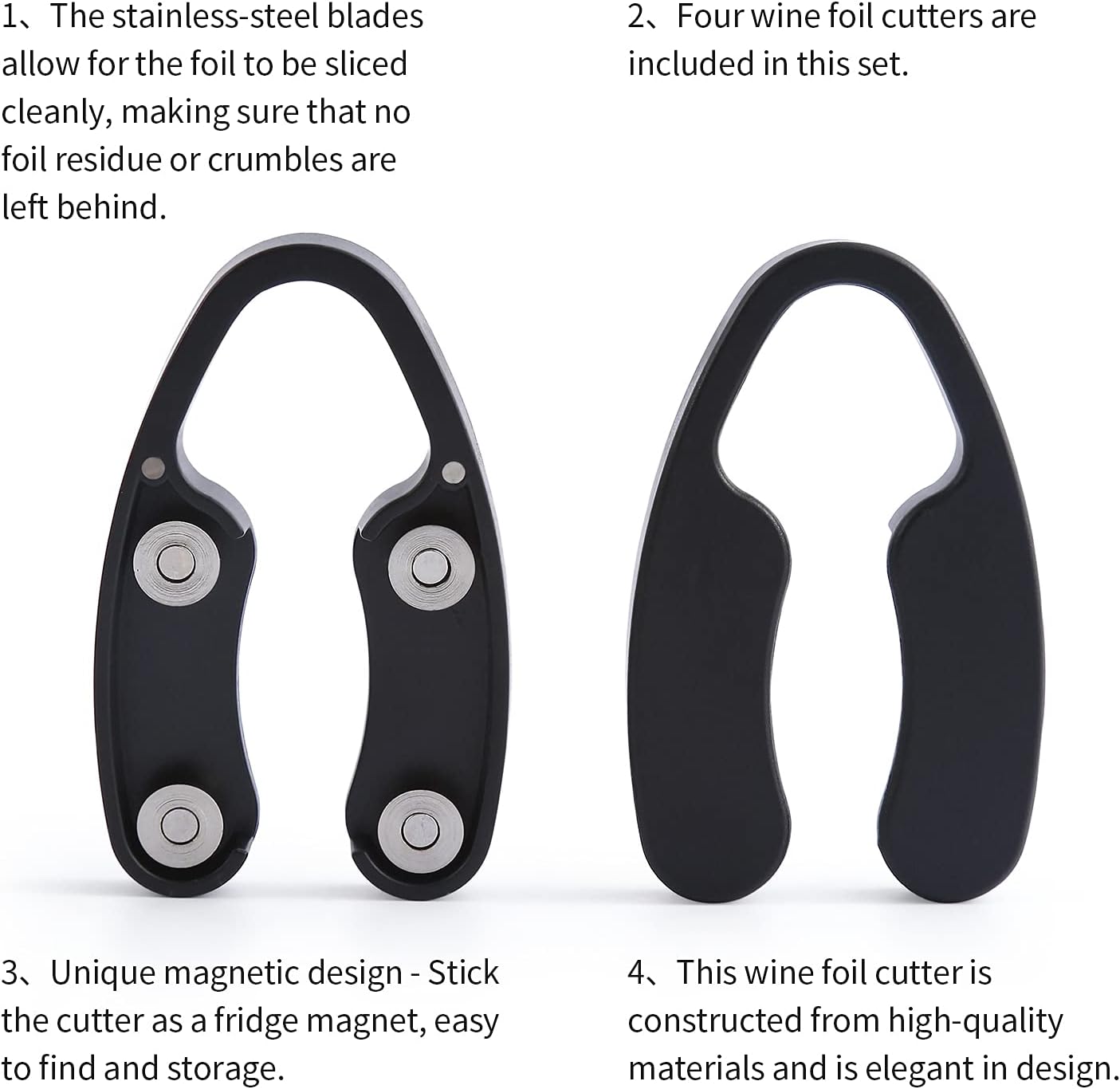 OHMAXHO 4 Pack Magnetic Wine Foil Cutter Tool Black 1