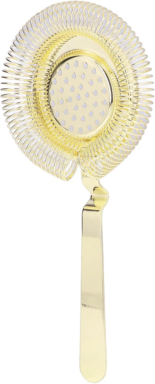 Stainless Steel Cocktail Strainer with Removable Spring 8x37in Gold
