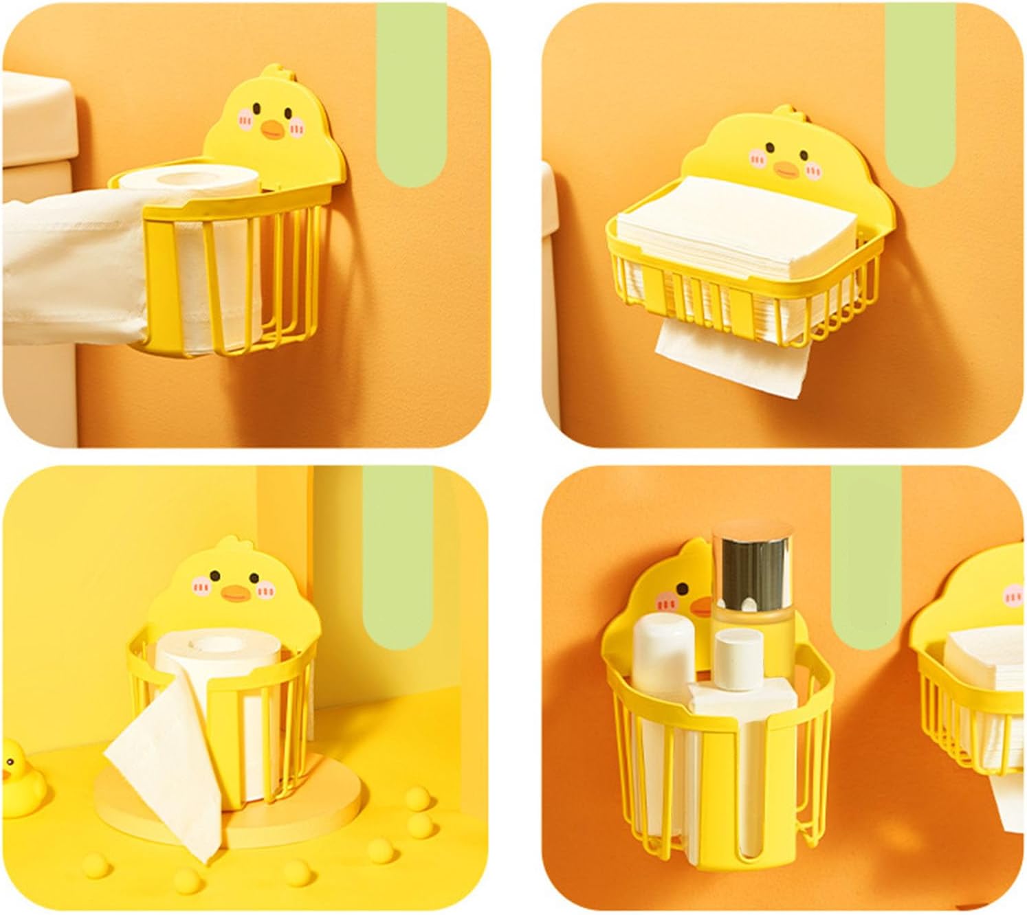 Adhesive Toilet Paper Holder with Cute Duck Design
