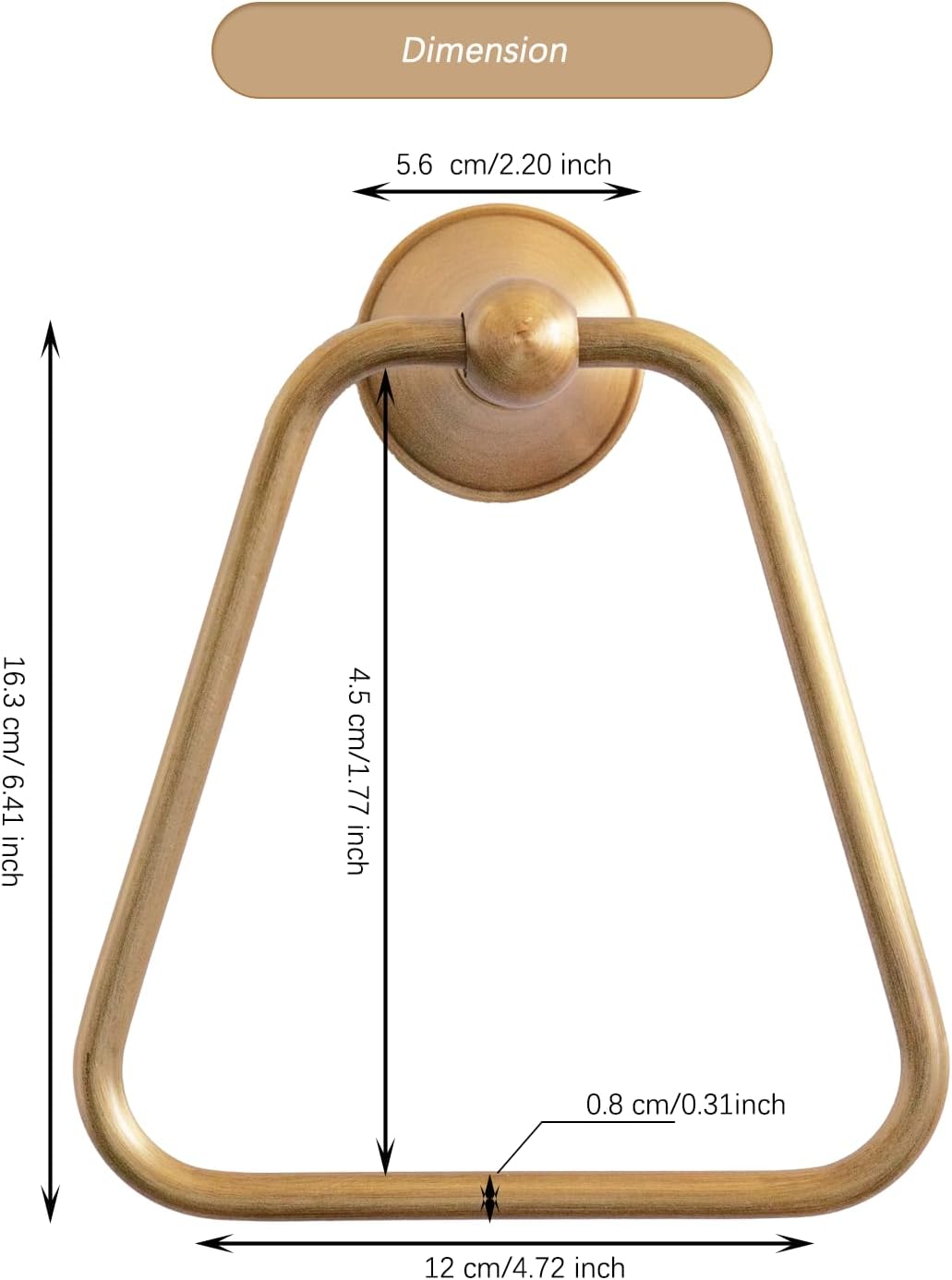 Celbon T-Shaped Bath Towel Ring with Antique Brass Finish 1