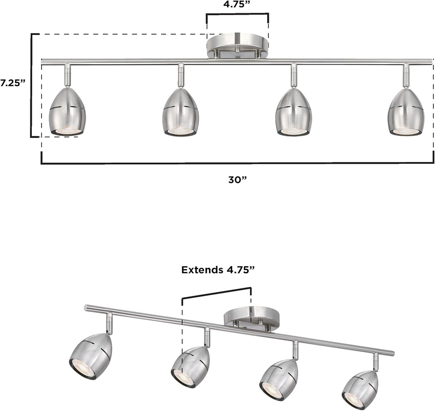 Westinghouse 6129500 Four Light LED Track Light Kit Brushed Nickel 1