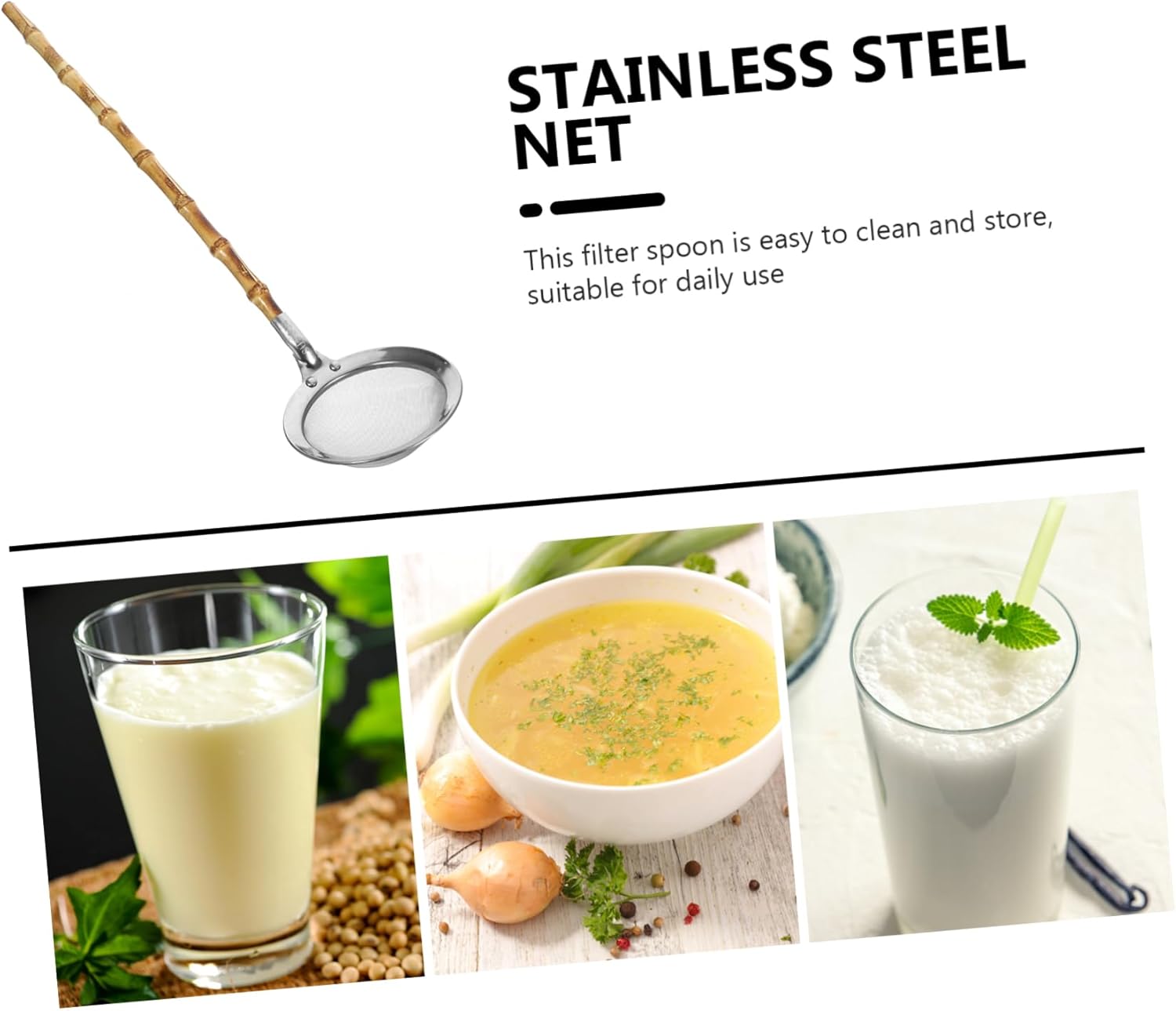 DECHOUS 304 Stainless Steel Skimmer Spoon with Handle