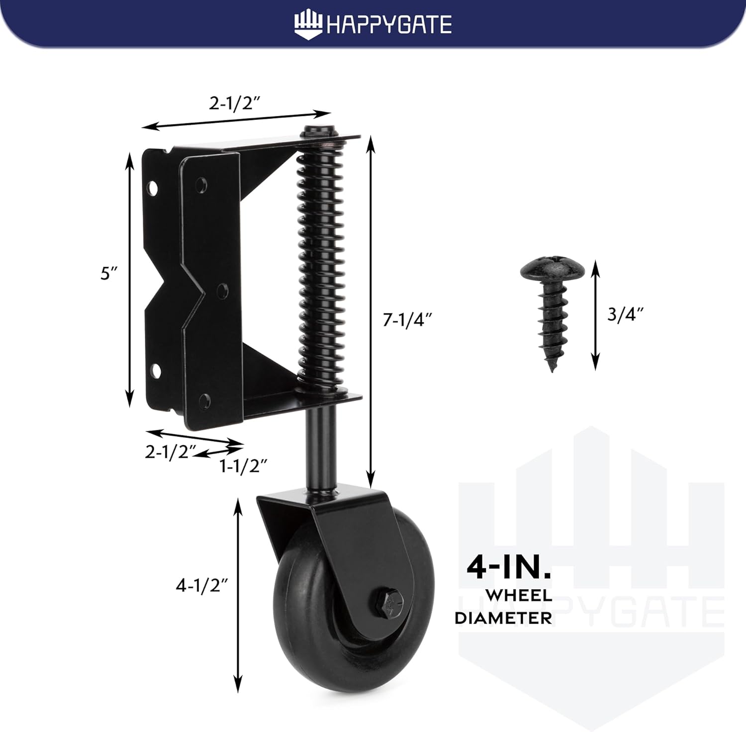 4-Inch 360-Degree Gate Caster Heavy Duty Black