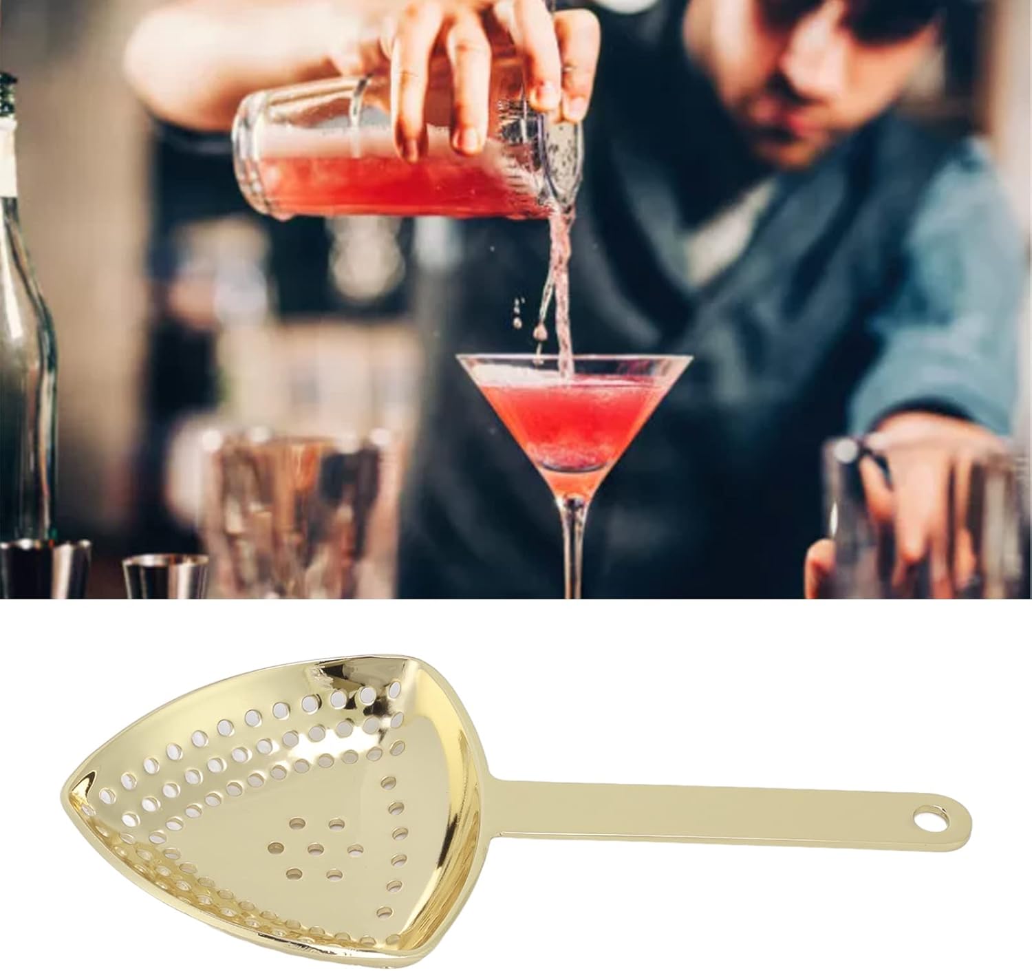 OUKENS Julep Strainer - Triangular Cocktail Strainer for Home Commercial Bars