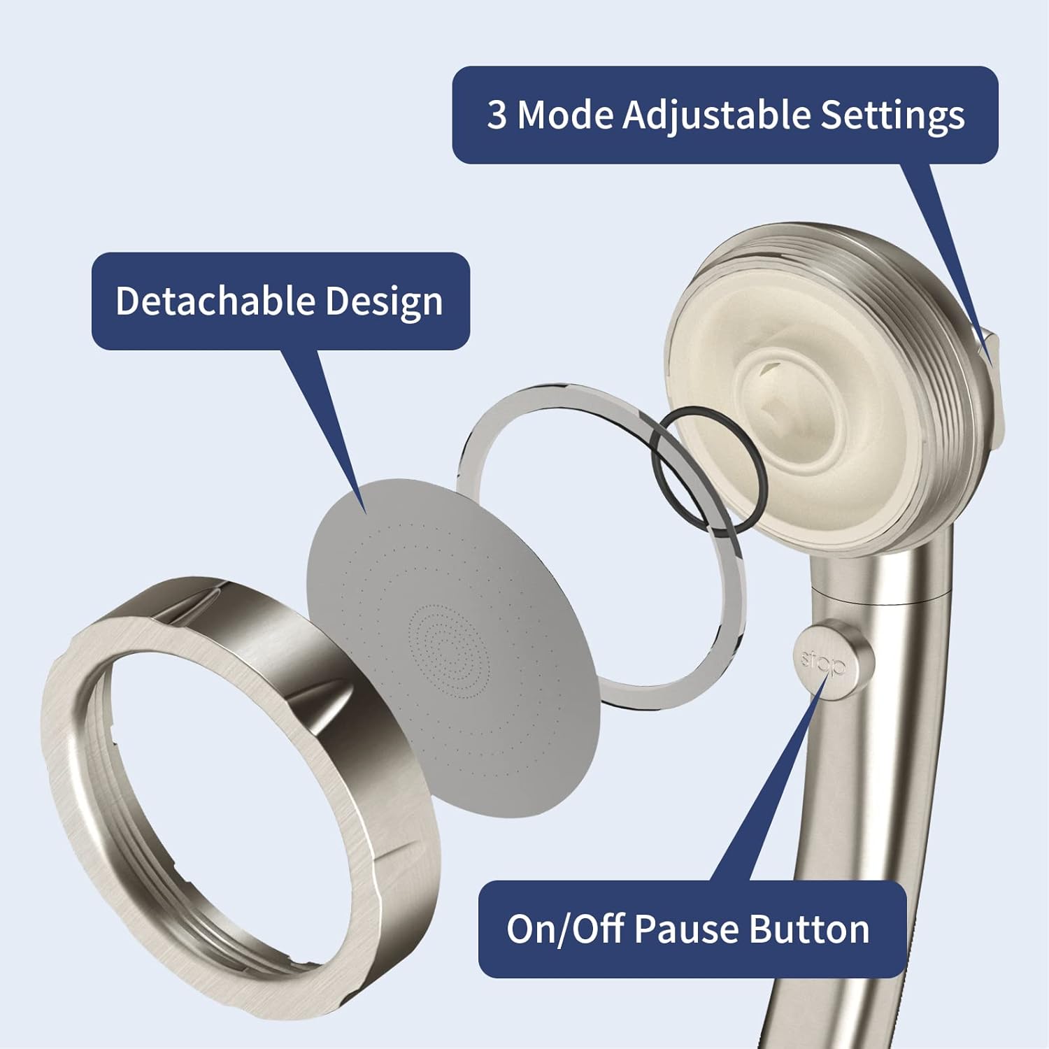 HANLIAN High-Pressure Shower Head with Pause Function for Easy Efficient Use