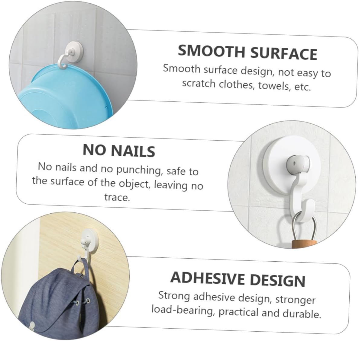 Self-Adhesive Wall Hooks for Kitchen Bathroom Living Room 1
