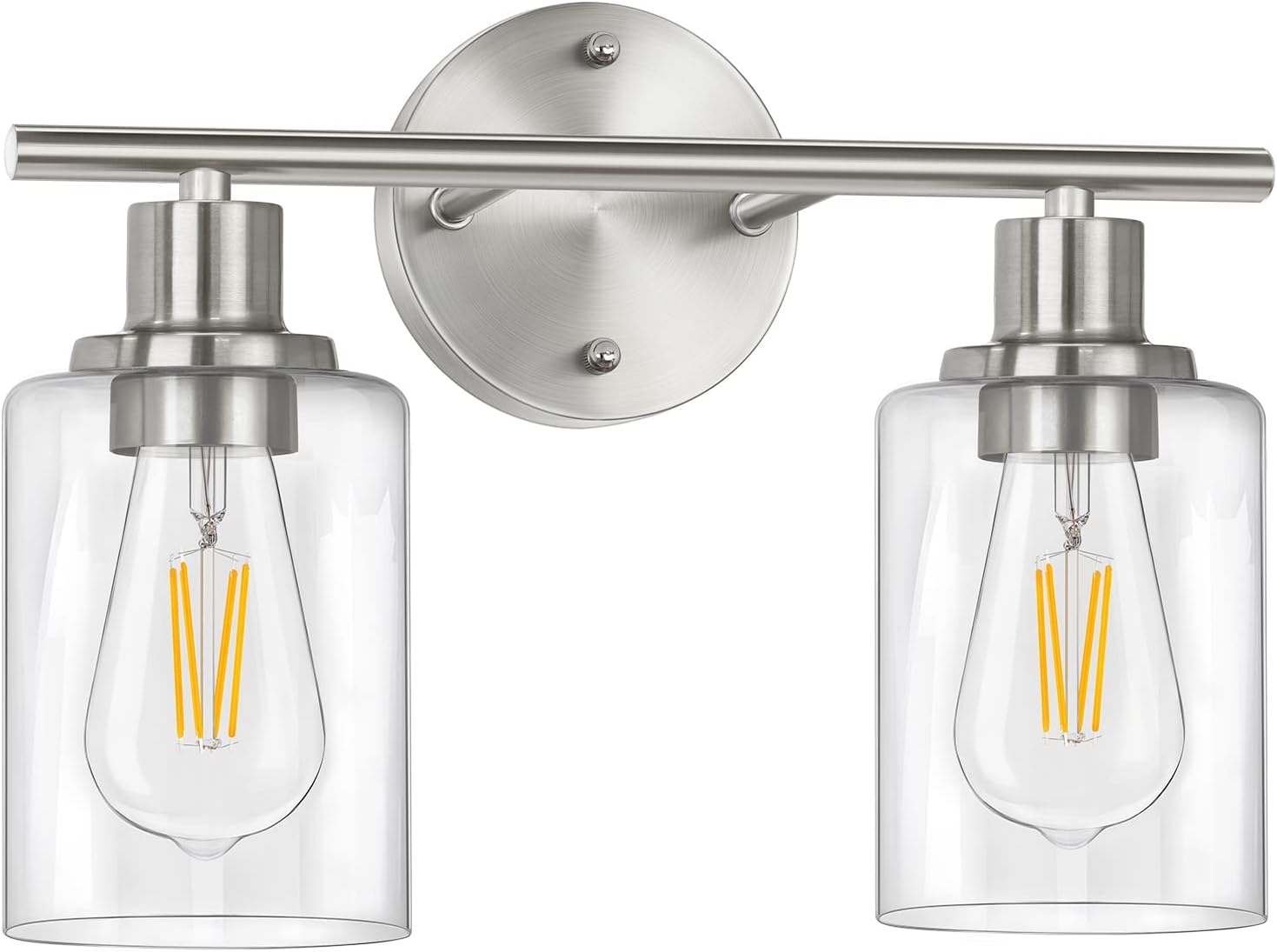 FOLKSMATE Modern 2-Light Wall Sconce with Glass Shade