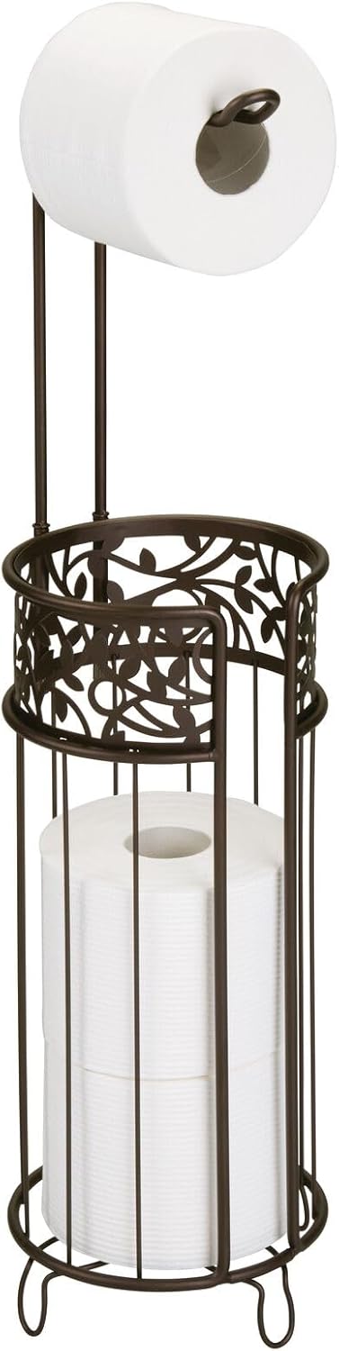 mDesign Bronze Toilet Paper Holder with Vine Design