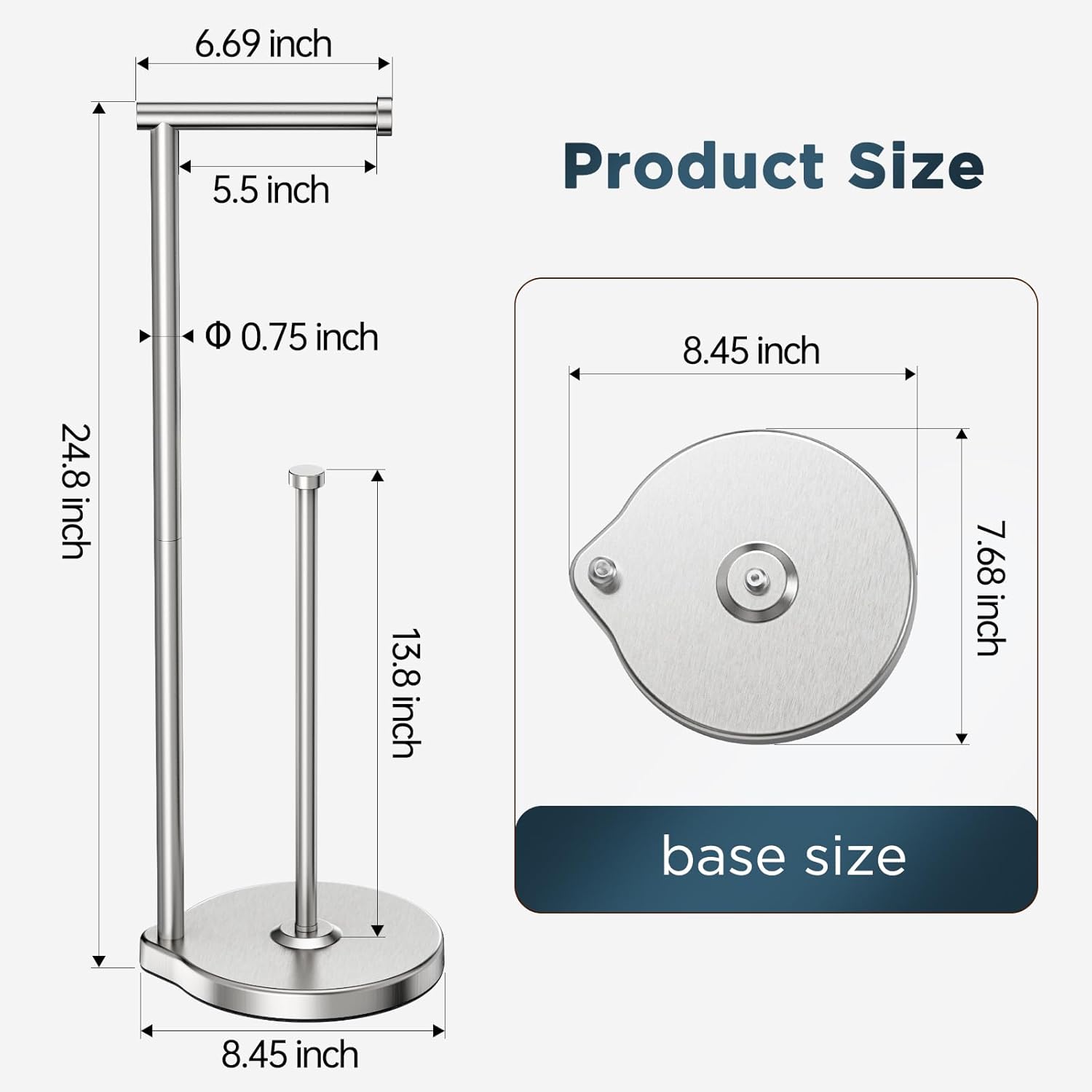 Theaoo Heavy-Duty Toilet Paper Holder Stand Modern Design with Stainless Steel